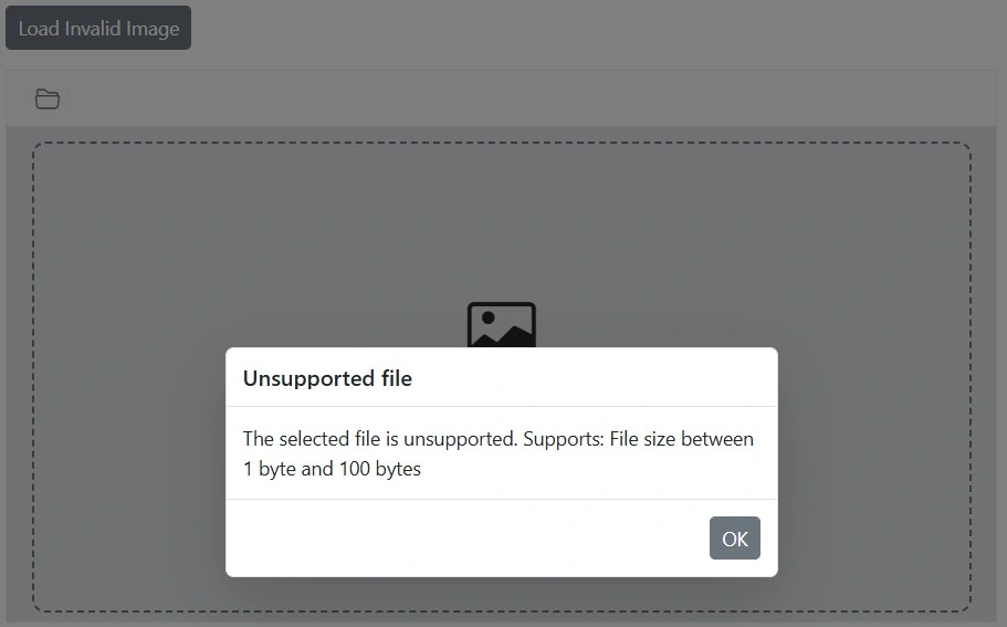 Blazor Image Editor with Image file size restriction