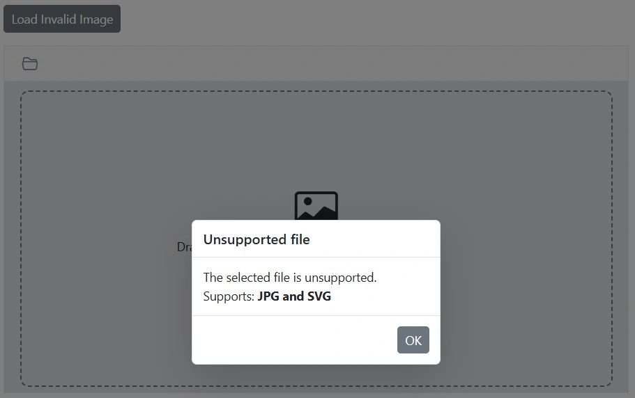 Blazor Image Editor with Image file type restriction