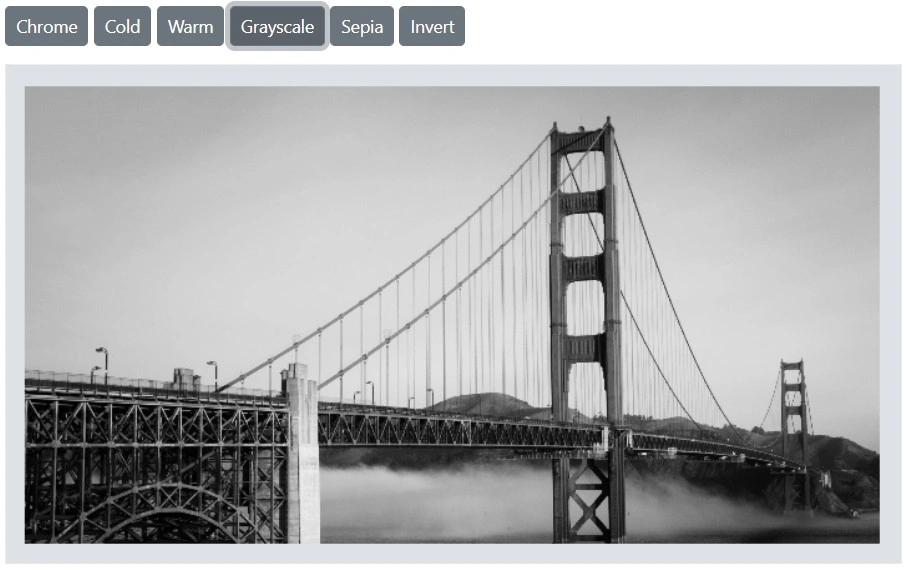 Blazor Image Editor showing a filter applied to an image