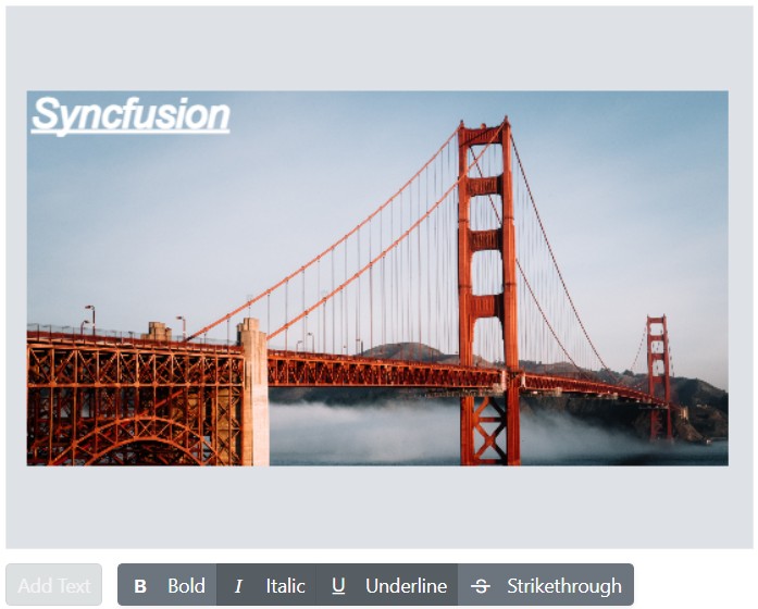 Blazor Image Editor with formatted text