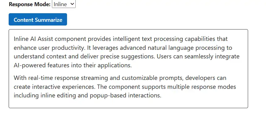 Blazor Inline AI Assist response modes