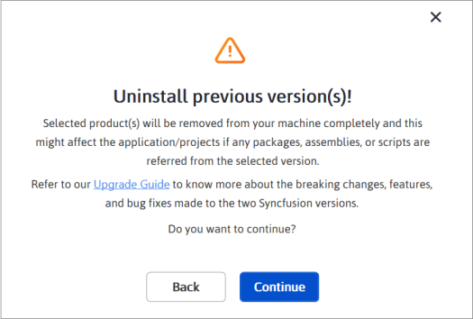 Web Installer Uninstall Previous confirmation