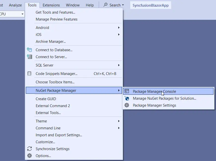 Package Manager Console in Visual Studio