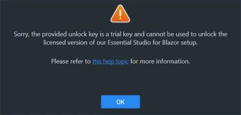 Unlock key error when using a trial key with the licensed installer