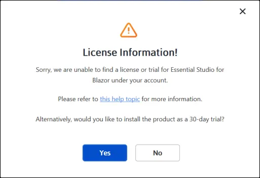 Account has no valid license or trial in the web installer