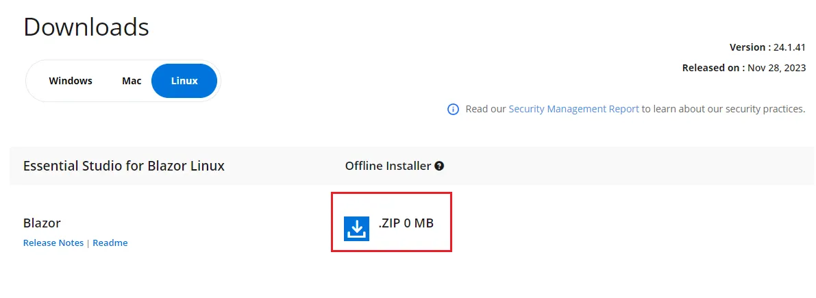 Trials and Downloads page showing offline installer download options