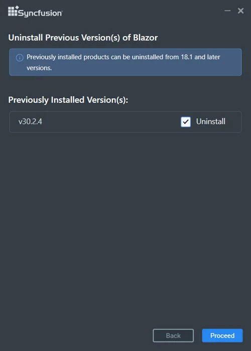 Offline installer Uninstall previous versions wizard