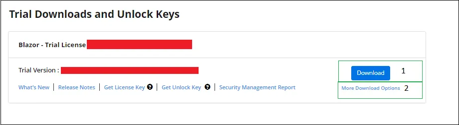 Trials and Downloads page with Download button for the Blazor web installer