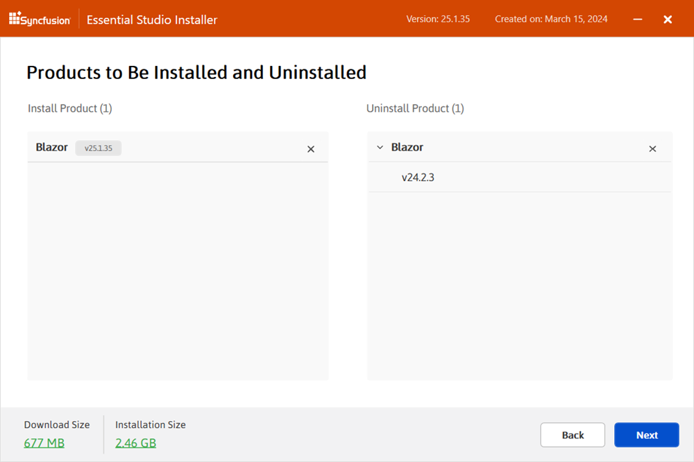 Web Installer Product install/uninstall list