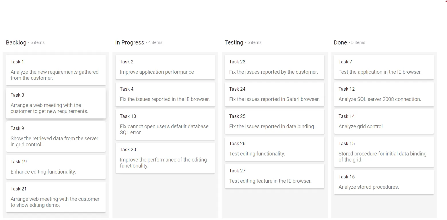 Blazor Kanban Columns with Single Key