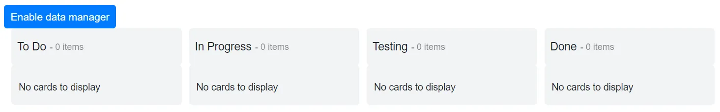 Kanban before enabling DataManager dynamically