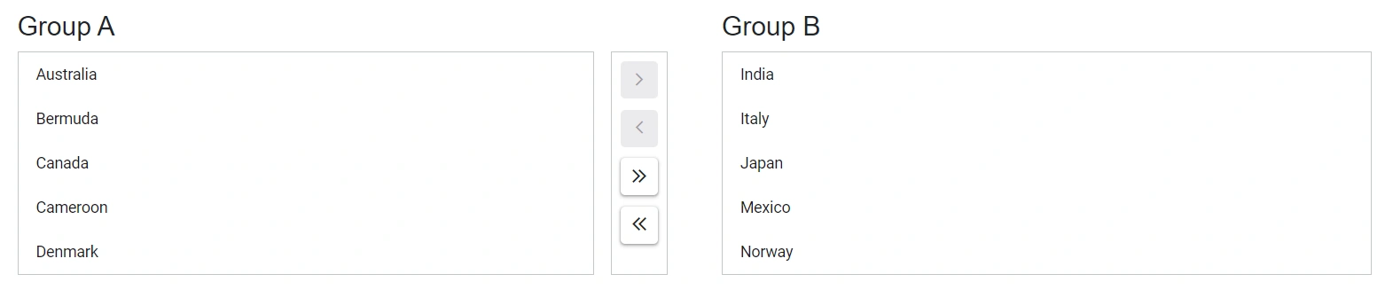 Dragging Item between Blazor dual ListBox