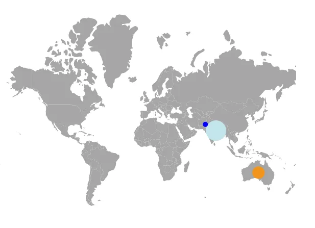 Blazor Maps with Bubbles Color Mapping