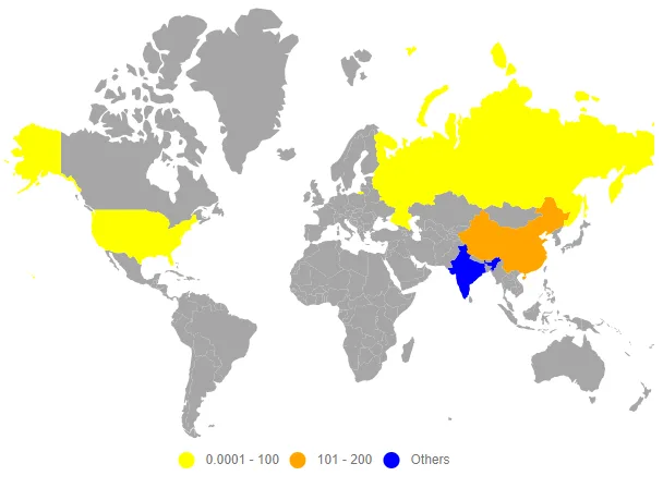 Blazor Maps Legend for Excluded Color Mapping Range