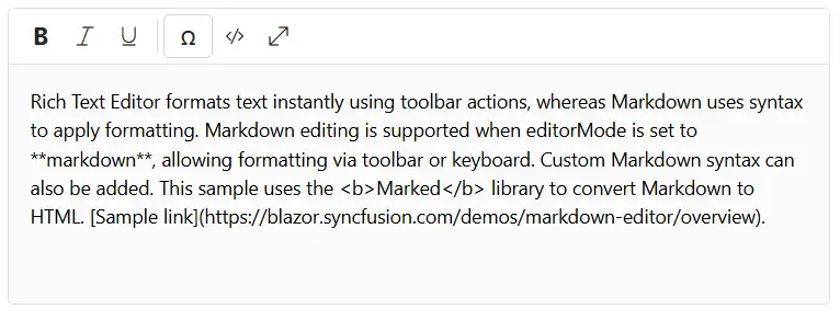 Blazor Markdown Editor customize toolbar