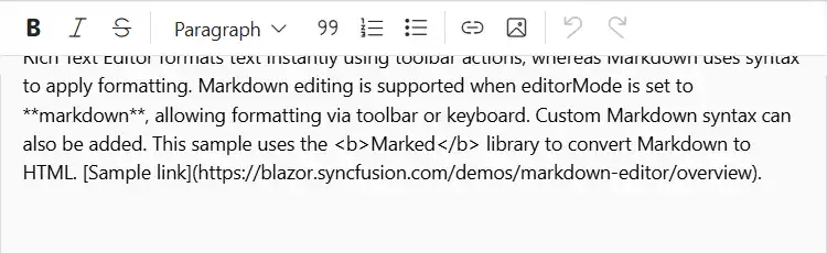 Blazor Markdown Editor Sticky toolbar