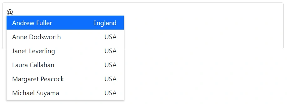 Blazor Mention with item template