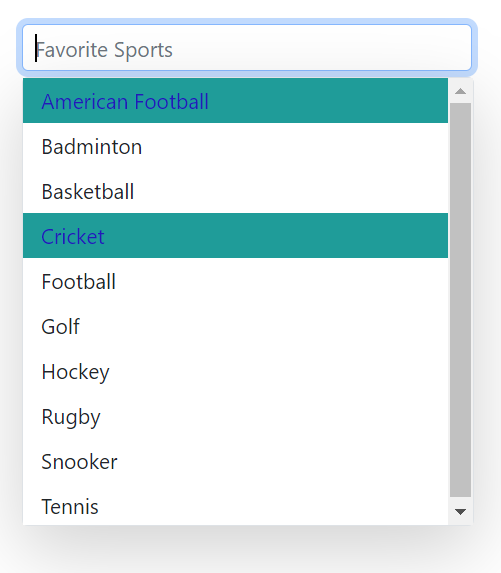 Blazor Multiselect DropDown with customizing the focus, hover and active item color