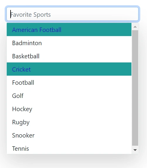 Blazor MultiSelect Dropdown focus, hover, and active item colors