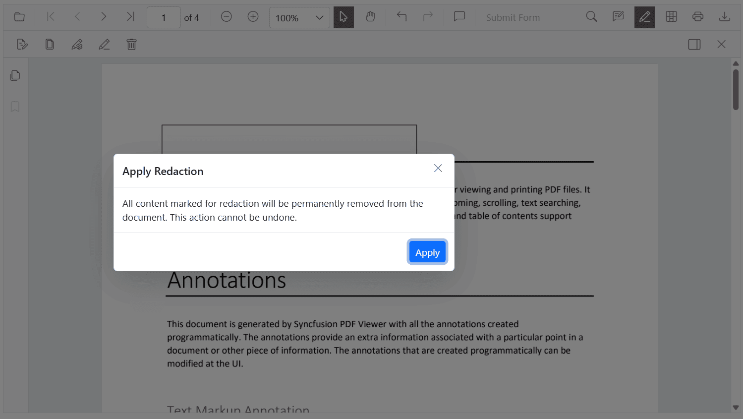 Apply Redaction Dialog