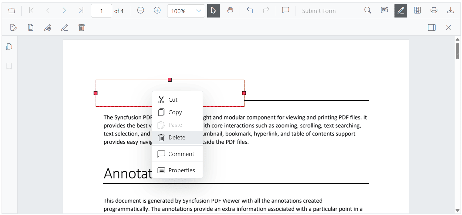 Redaction Delete Context Menu