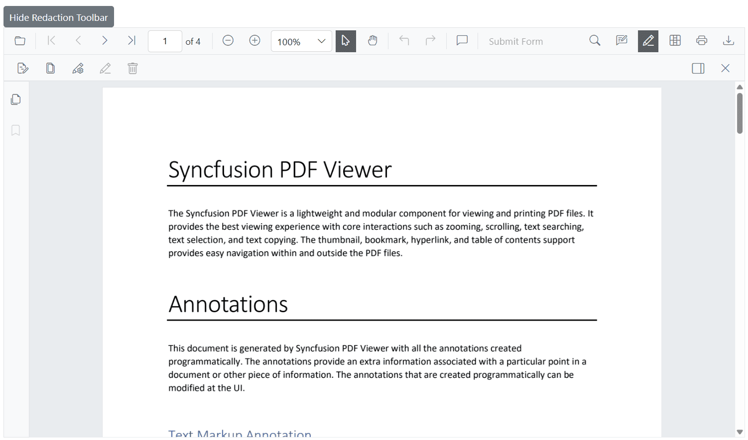 Show Redaction Toolbar
