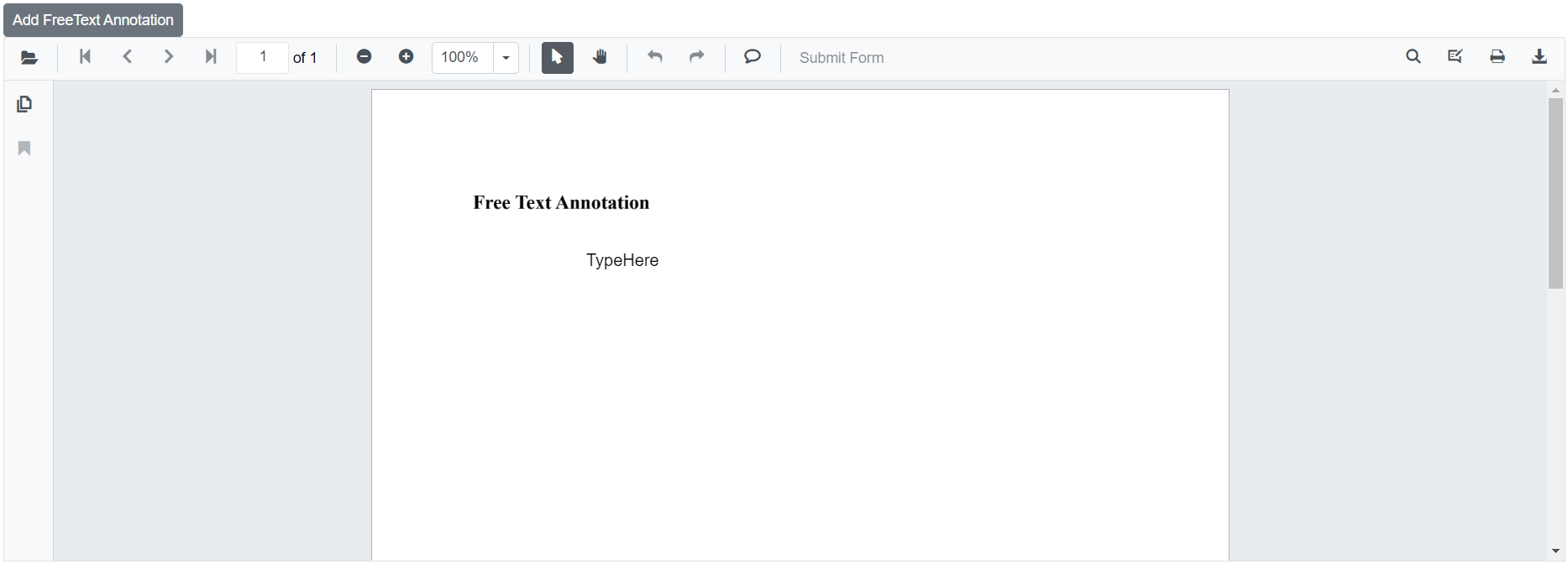 Programmatically Added Free Text Annotation in Blazor SfPdfViewer
