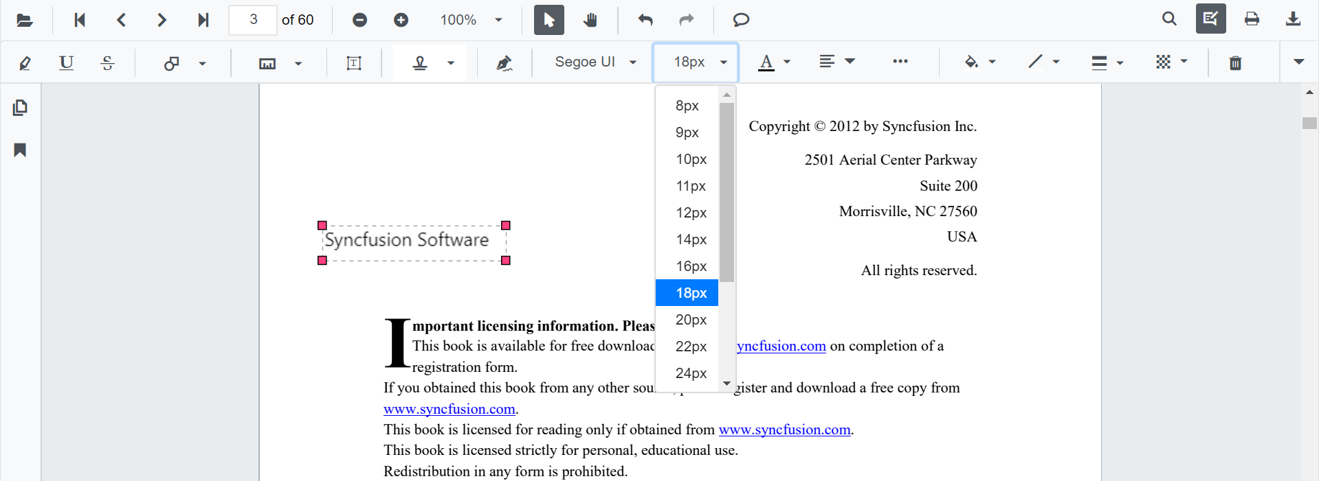 Editing Font Size of Blazor PDFViewer Text