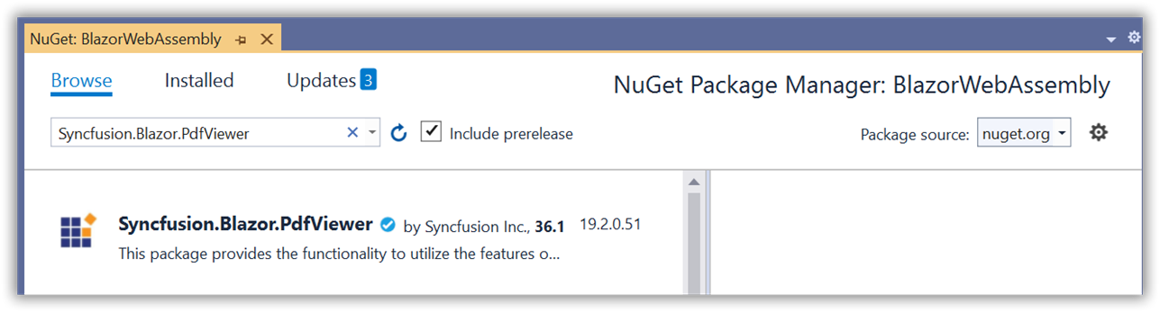 Searching Blazor PDFViewer NuGet Package