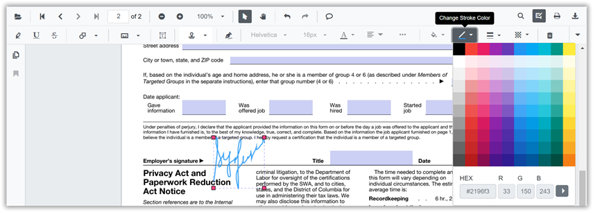 Editing Signature Properties in Blazor SfPdfViewer