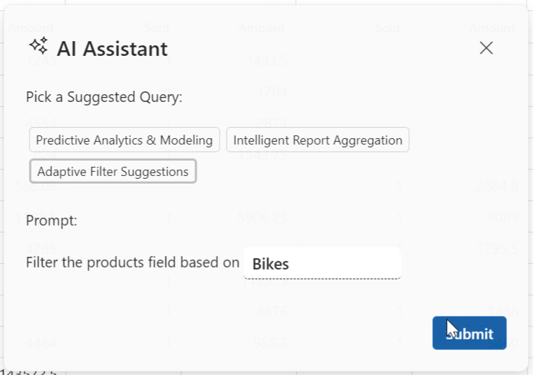 Clicking the submit button