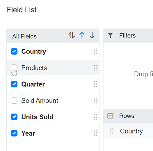 Adding or Removing Fields in Blazor PivotTable