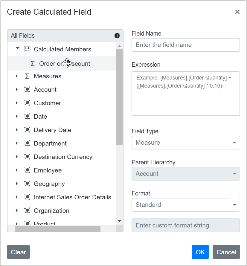 Before Editing Existing Field Formula in Blazor PivotTable