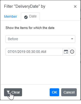 Clearing Date Filter in Blazor PivotTable
