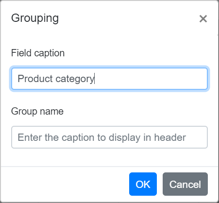 Caption with Custom Grouping in Blazor PivotTable