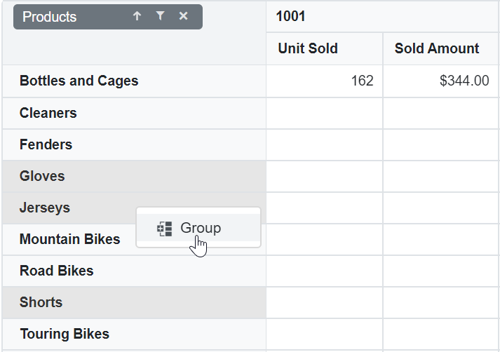 Custom Grouping in Blazor PivotTable