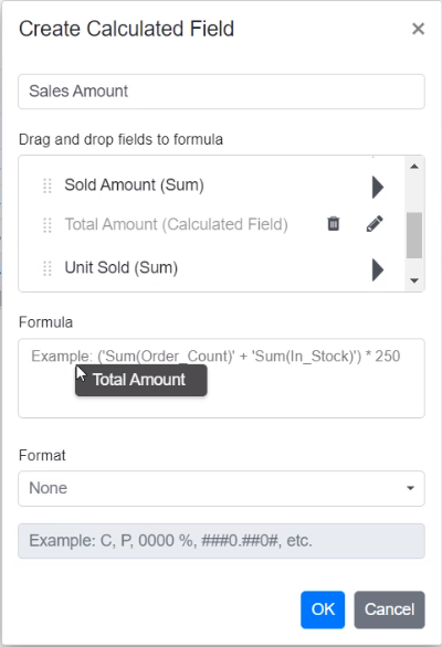 Dragging Blazor PivotTable Field to Formula