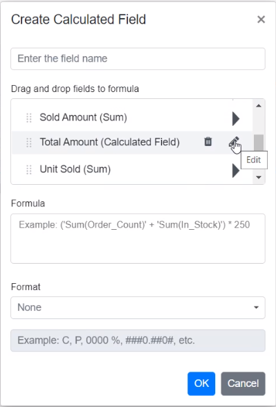 Editing in Blazor PivotTable Calculated Field