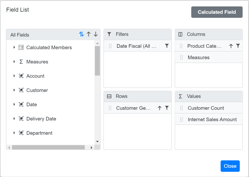 Enbling Calculated Field in Blazor PivotTable UI