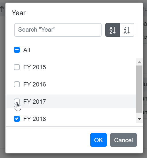 Including or Excluding Member in Blazor PivotTable Filter Dialog