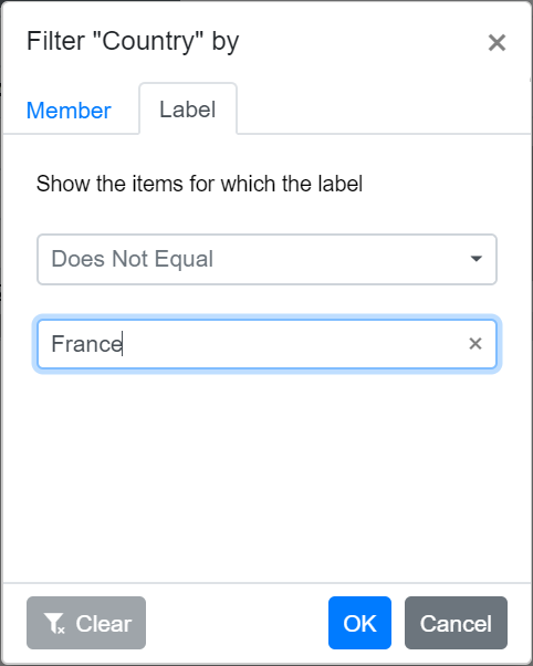 Blazor PivotTable with Label Filter Tab in Editor Dialog