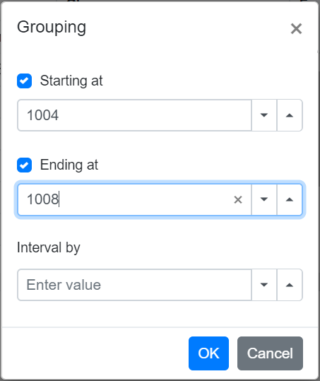 Number Grouping within Range in Blazor PivotTable