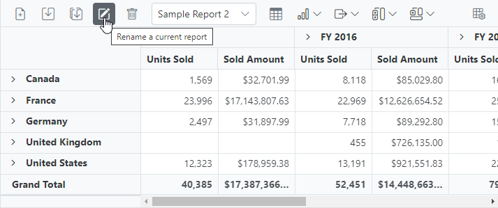 Renaming a report in the SQL database