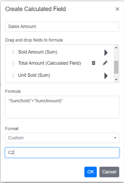 Applying custom format through Blazor PivotTable calculated field dialog UI
