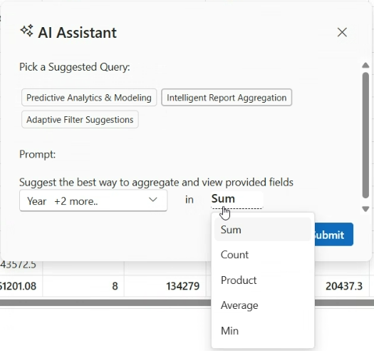 Intelligent Report Aggregation Dropdown