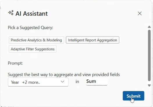 Clicking the submit button