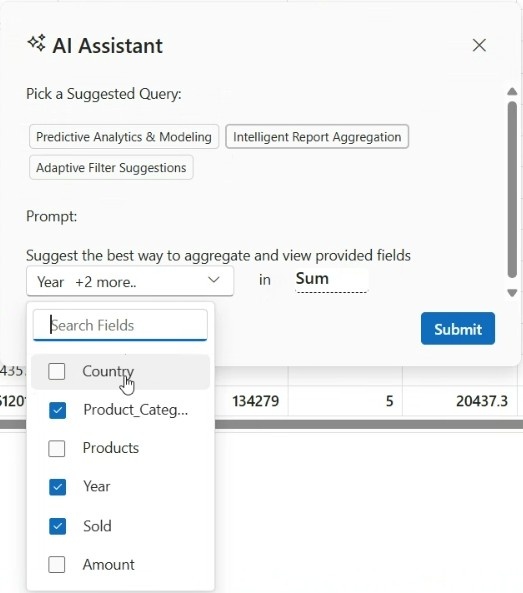 Intelligent Report Dropdown