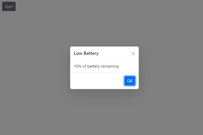 Alert dialog showing the close icon
