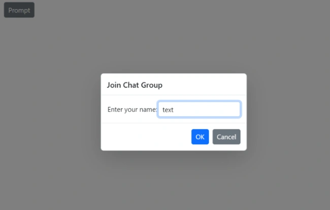Prompt dialog with custom content for username input
