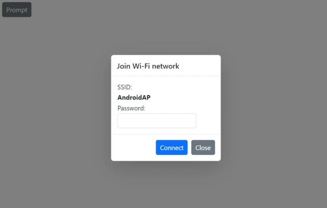 Prompt dialog with customized Connect and Close buttons